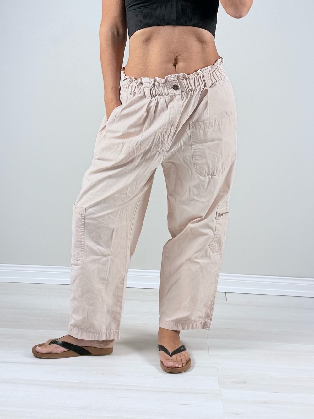 stradivarius Pale Pink Wide Leg Cargo Pants